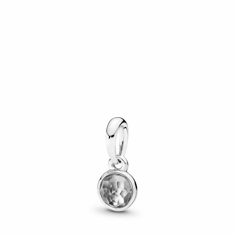 Pandora April Droplet Pendant - Sterling Silver/Grey/Rock Crystal - Canada | BH2345VW